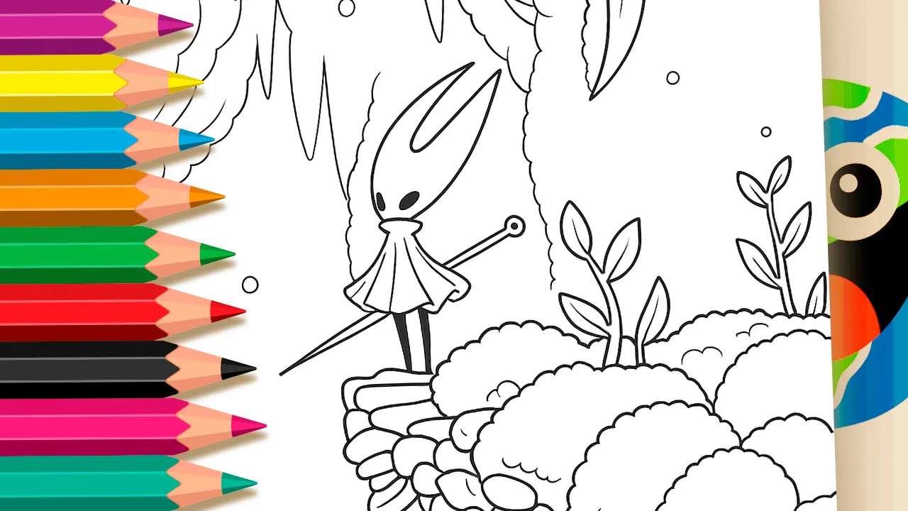 Desenho para Colorir Hollow Knight Silksong na Caverna Misteriosa – Pinte no Site ou Imprimir Grátis!