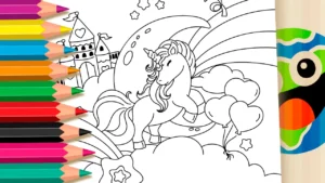 Desenho para colorir Desenho para Colorir Unicórnio e o Castelo nas Nuvens - Pinte no Site ou Imprimir Grátis!