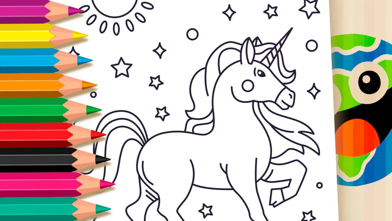 Desenho para Colorir Unicórnio Mágico nas Nuvens – Pinte no Site ou Imprimir Grátis!