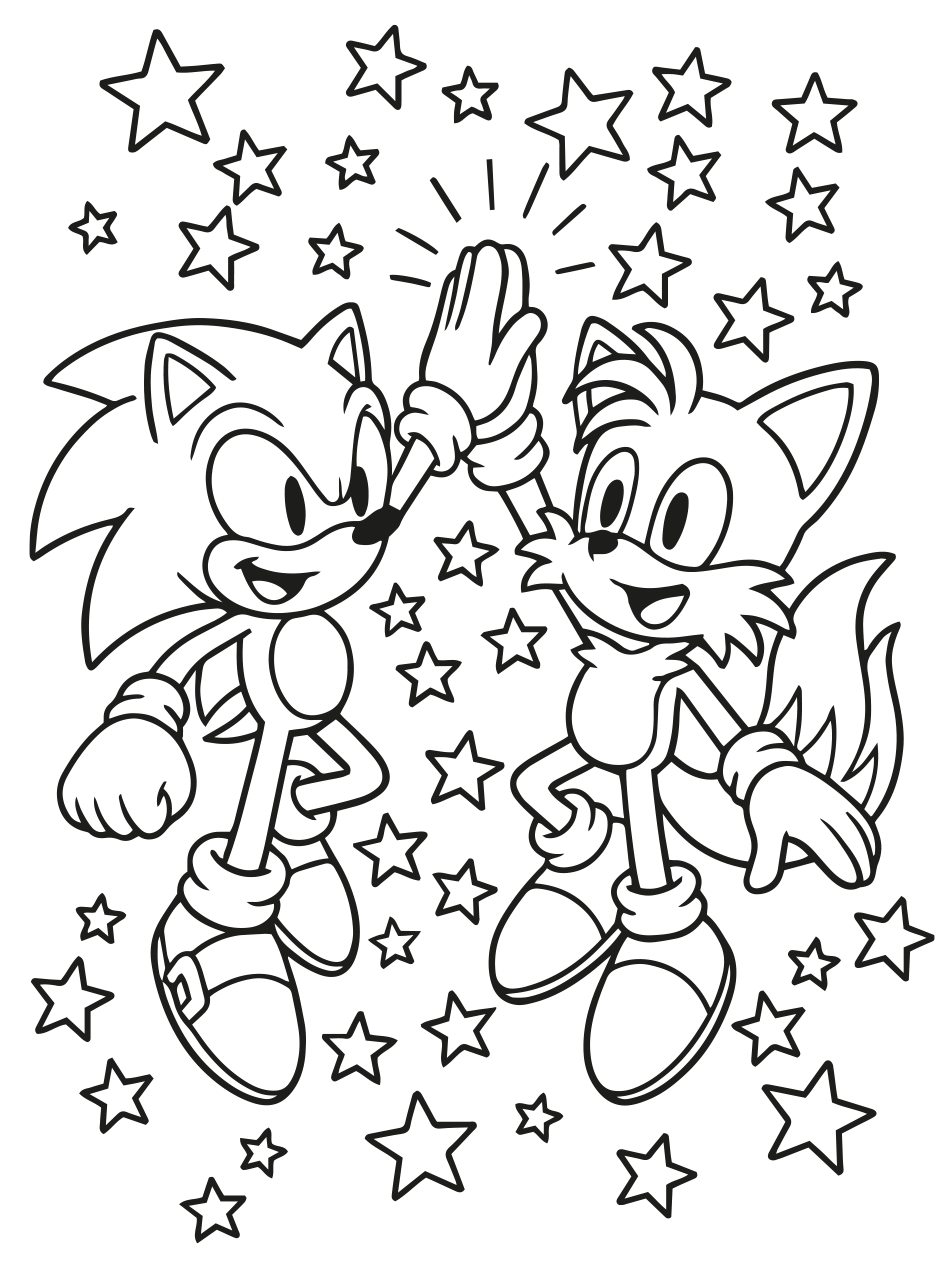 Desenho de Colorir Sonic e Tails para imprimir e colorir - PDF grátis para pessoas de todas as idades