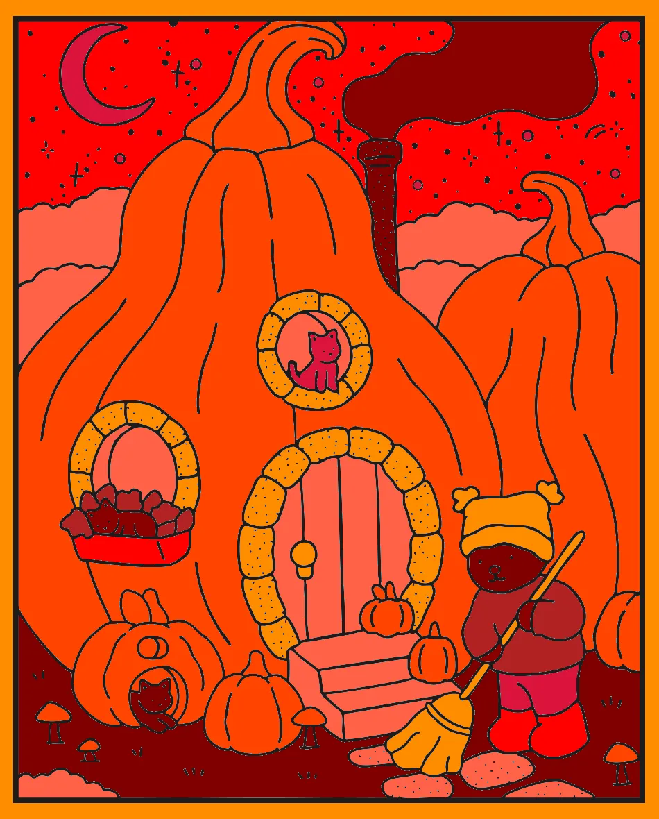 dia frio na casa de abobora – Desenho Colorido Online para Pintar e Imprimir | Jogo de Colorir Grátis no Mundo dos Jogos - Imagem Destacada