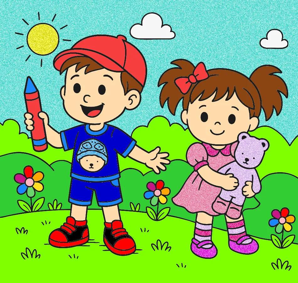 Feliz dia das crianças – Desenho Colorido Online - Imagem Destacada
