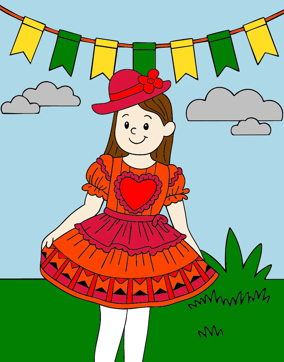 festa junina – Desenho Colorido Online para Pintar e Imprimir | Jogo de Colorir Grátis no Mundo dos Jogos - Imagem Destacada
