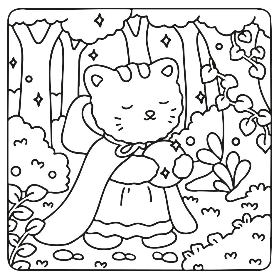 Desenho de Página para Colorir de Gato Mágico para imprimir e colorir - PDF grátis para pessoas de todas as idades