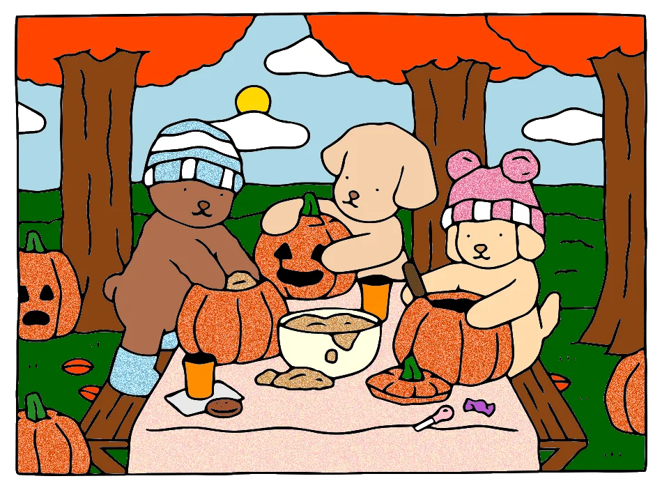 Halloween com os amigos! – Desenho Colorido Online