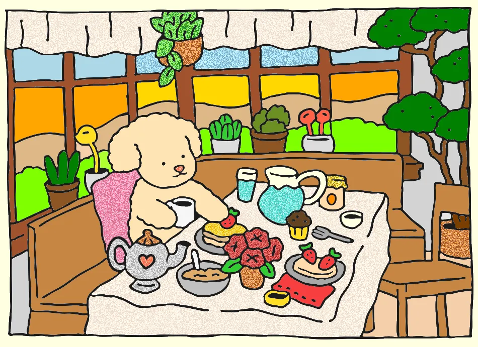 Lanche ao por do sol – Desenho Colorido Online - Imagem Destacada