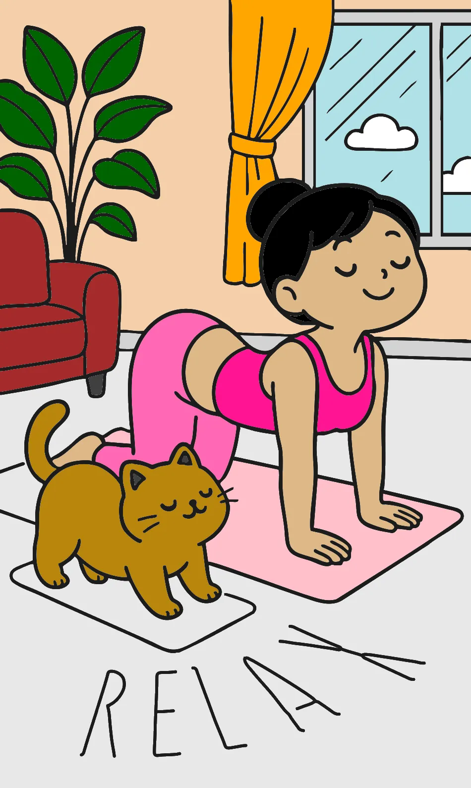 Marina em sua casa – Desenho Colorido Online - Imagem Destacada