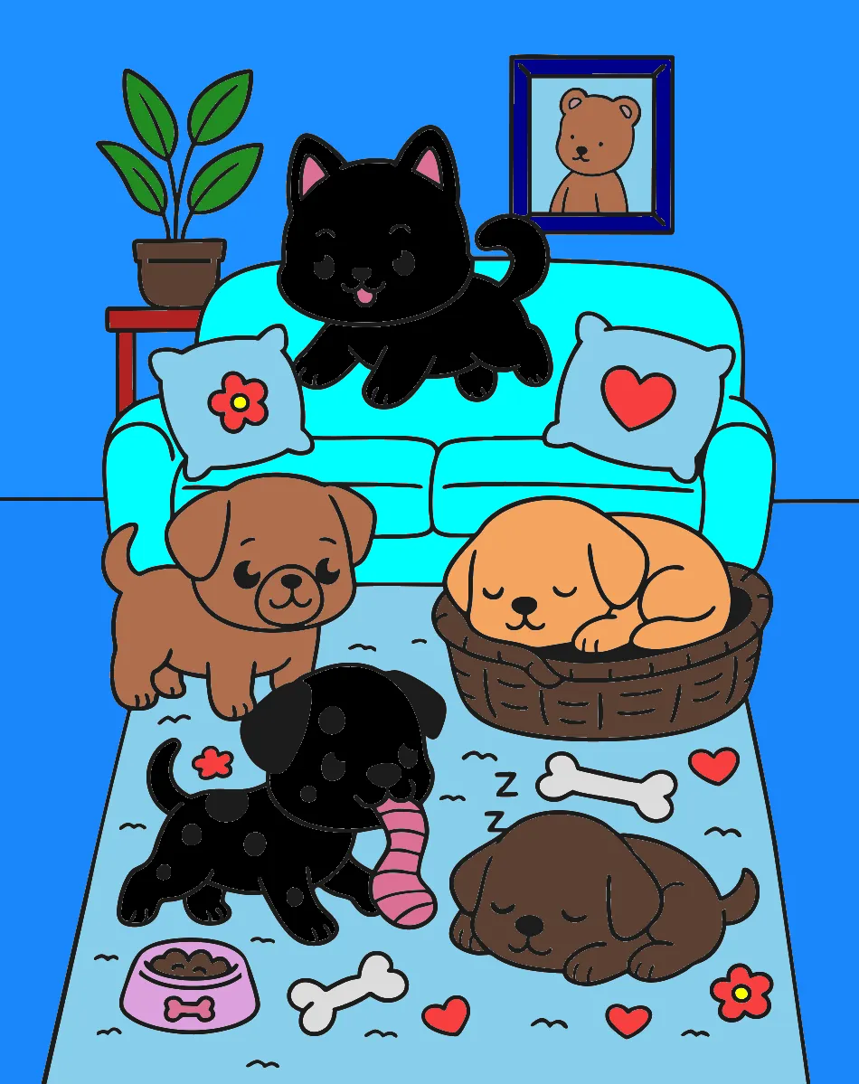 meus cachorros colorido – Desenho Colorido Online - Imagem Destacada