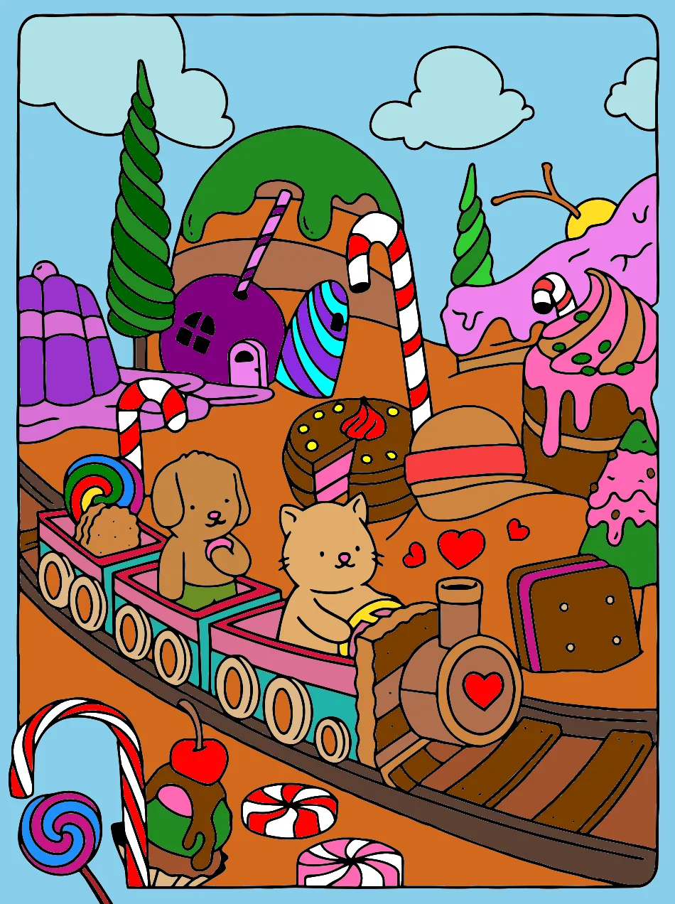 mundo dos doces!!!🧁🍭 – Desenho Colorido Online para Pintar e Imprimir | Jogo de Colorir Grátis no Mundo dos Jogos - Imagem Destacada