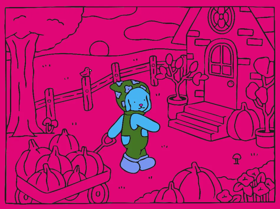 O CACHORRINHO E SUAS ABOBORAS – Desenho Colorido Online para Pintar e Imprimir | Jogo de Colorir Grátis no Mundo dos Jogos - Imagem Destacada