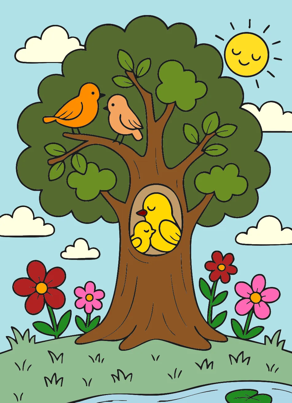 Park dos pássaros – Desenho Colorido Online - Imagem Destacada