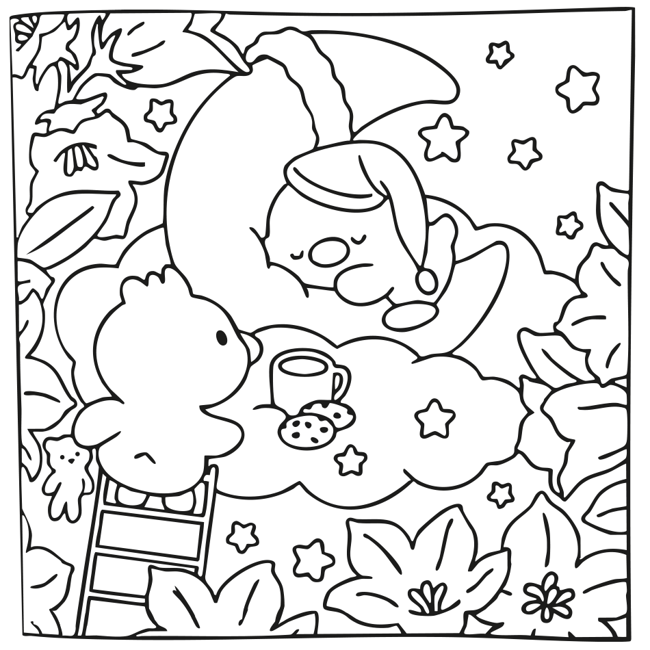 Desenho de Colorir Patos na Hora de Dormir  - Divirta-se para imprimir e colorir - PDF grátis para pessoas de todas as idades