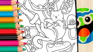 Desenho para colorir Desenho para Colorir Gato com Calçados - Pinte no Site ou Imprimir Grátis!