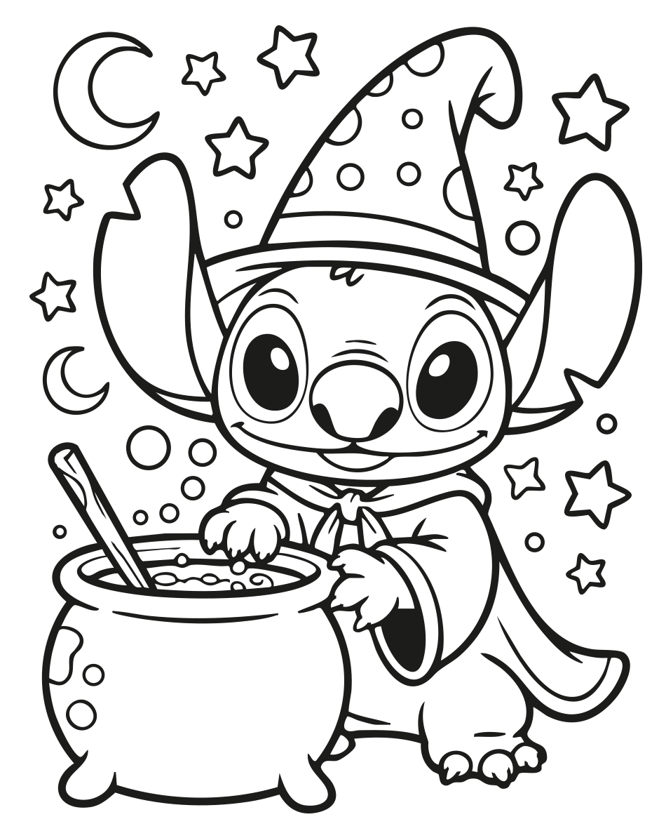 Desenho de Colorir Stitch Halloween para imprimir e colorir - PDF grátis para pessoas de todas as idades
