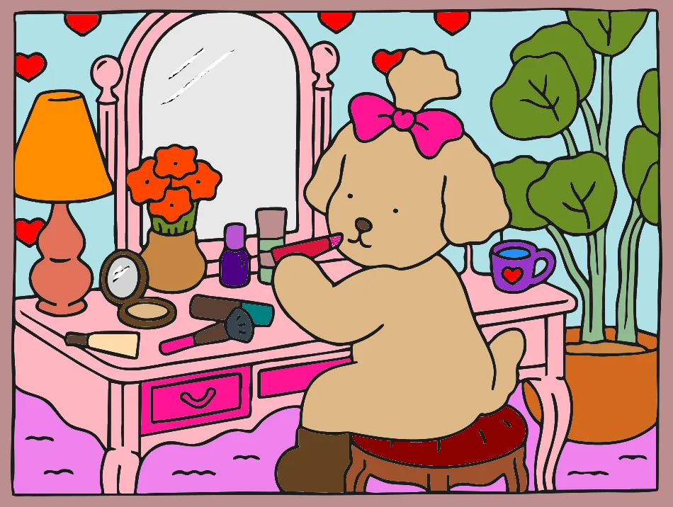 ursinha com seu batom – Desenho Colorido Online para Pintar e Imprimir | Jogo de Colorir Grátis no Mundo dos Jogos - Imagem Destacada