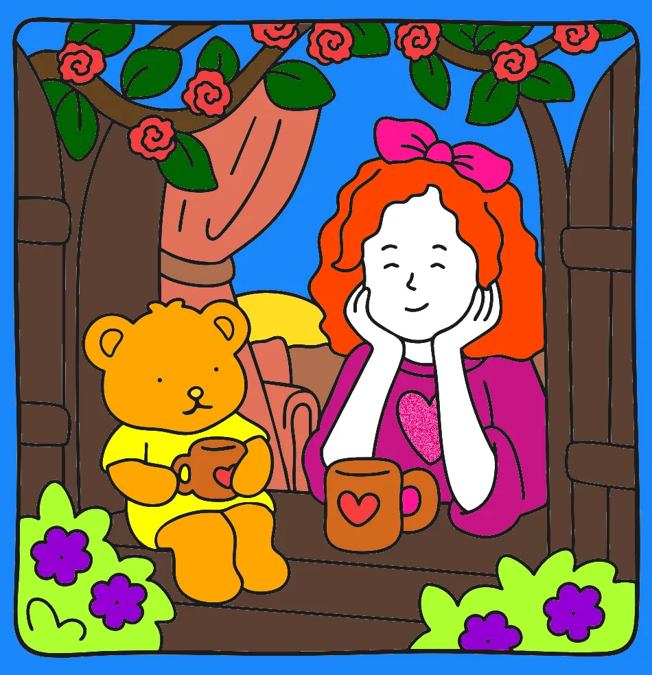 urso e menina colorido – Desenho Colorido Online - Imagem Destacada