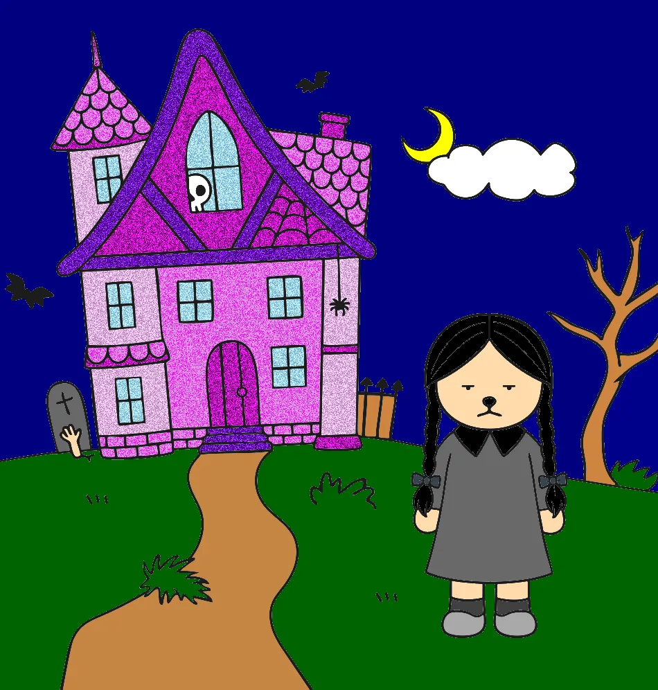 Wandinha – Desenho Colorido Online para Pintar e Imprimir | Jogo de Colorir Grátis no Mundo dos Jogos - Imagem Destacada