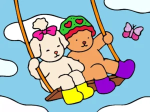 Desenho colorido pelo usuario - Bobbie Goods no balanco com o amigo