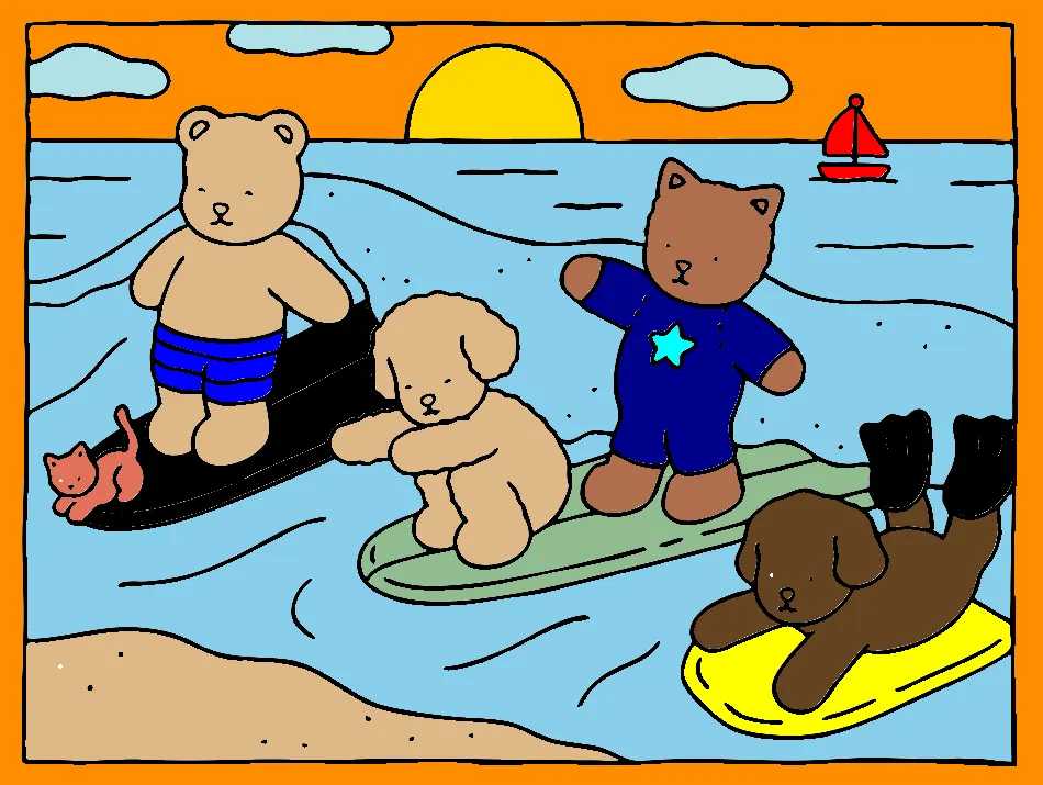 amigos praia – Desenho Colorido Online para Pintar e Imprimir | Jogo de Colorir Grátis no Mundo dos Jogos - Imagem Destacada