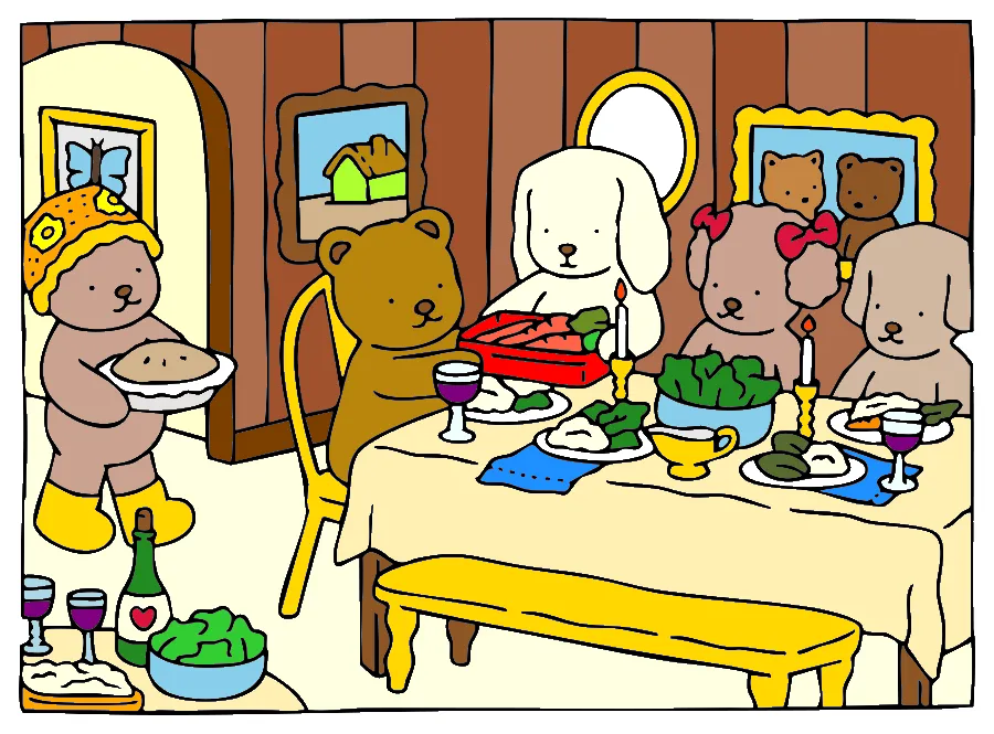 Banquete amigável – Desenho Colorido Online para Pintar e Imprimir | Jogo de Colorir Grátis no Mundo dos Jogos - Imagem Destacada