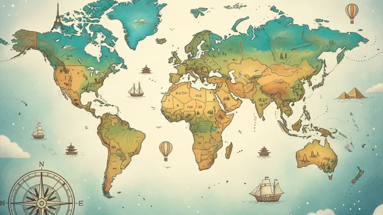 O mapa do mundo com a divisão territorial entre dezenas de países.