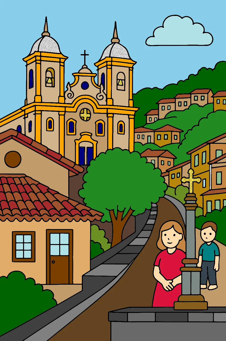 CIDADE HISTÓRICA – Desenho Colorido Online para Pintar e Imprimir | Jogo de Colorir Grátis no Mundo dos Jogos - Imagem Destacada