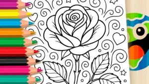 Desenho para colorir Desenho para Colorir Rosa de Amor - Pinte no Site ou Imprimir Grátis!
