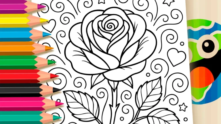 Desenho para colorir Desenho para Colorir Rosa de Amor - Pinte no Site ou Imprimir Grátis!