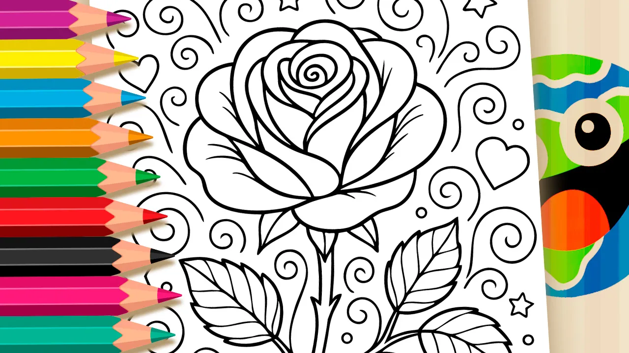Desenho para Colorir Rosa de Amor – Pinte no Site ou Imprimir Grátis!
