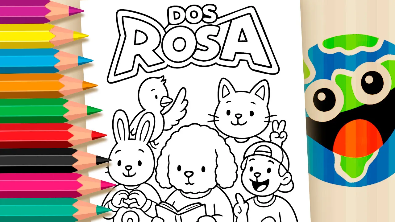 Desenho para colorir Desenho Kawaii Dos Rosa - releitura fofa da Emilly Vick, Leozinho, Katty, Coelha e Piu para imprimir ou colorir online