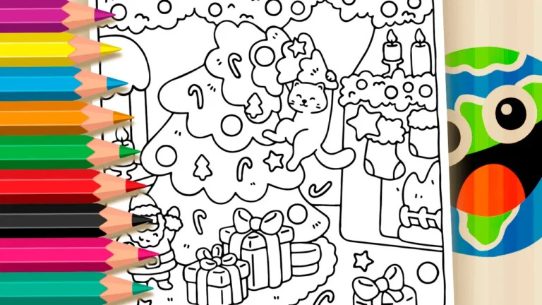 Desenho para colorir Desenho Kawaii de Gato de Natal para Colorir - Imprimir PDF Grátis ou Pintar Online!