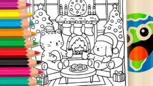 Desenho para colorir Desenho Kawaii de Natal para Colorir - Imprimir PDF Grátis ou Pintar Online!