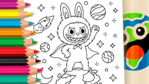 Desenho para colorir Desenho de Labubu Herói para Colorir - Imprimir PDF Grátis ou Pintar Online!