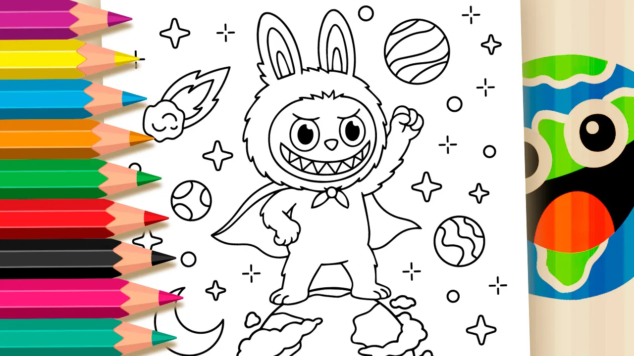 Desenho de Labubu Herói para Colorir – Imprimir PDF Grátis ou Pintar Online!