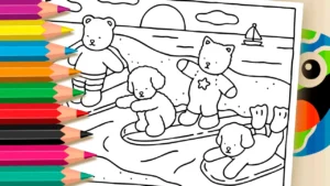 Desenho para colorir Desenho para Colorir Bobbie Goods Aula de Surf - Pinte no Site ou Imprimir Grátis!