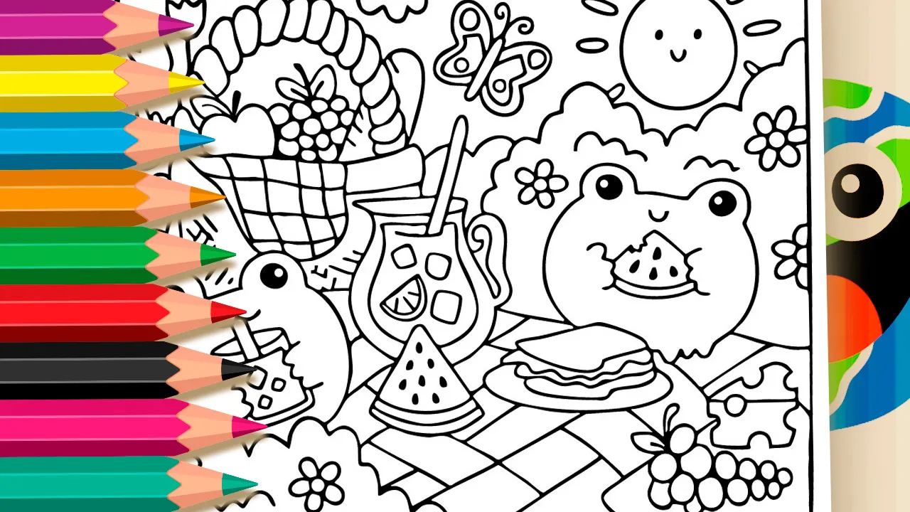 Desenho para Colorir Sapo no Piquenique – Bobbie Goods – Pinte no Site ou Imprimir Grátis!