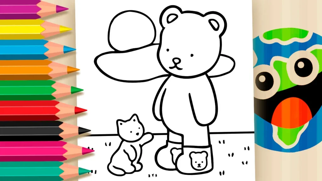 Desenho Bobbie Goods com ursinho e gatinho para colorir – atividade infantil divertida e criativa.