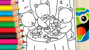 Desenho para colorir Desenho de Desenho Kawaii Jantar Chique para Colorir - Imprimir PDF Grátis ou Pintar Online!
