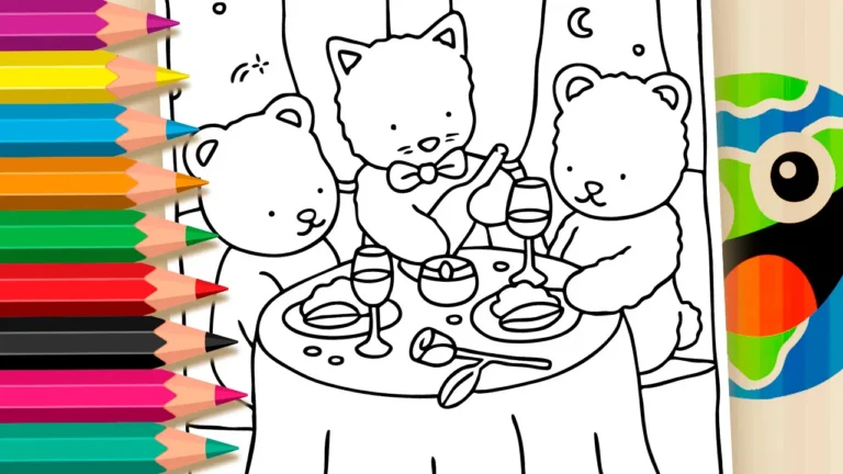 Desenho para colorir Desenho Kawaii Jantar Chique para Colorir - Imprimir PDF Grátis ou Pintar Online!