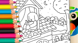 Desenho para colorir Desenho para Colorir Desenho Kawaii Lendo na Janela - Pinte no Site ou Imprimir Grátis!