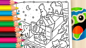 Desenho para colorir Desenho para Colorir Gatos no Telhado Coco Wyo - Pinte no Site ou Imprimir Grátis!