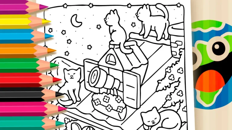 Desenho para colorir Desenho para Colorir Gatos no Telhado Coco Wyo - Pinte no Site ou Imprimir Grátis!