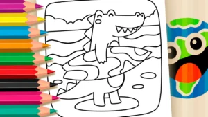 Desenho para colorir Desenho para Colorir Jacaré Surfista - Pinte no Site ou Imprimir Grátis!