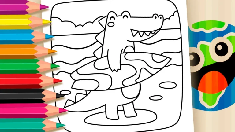 Desenho para colorir Desenho para Colorir Jacaré Surfista - Pinte no Site ou Imprimir Grátis!
