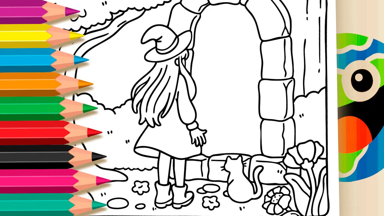 Desenho para Colorir Bruxinha na Floresta – Pinte no Site ou Imprimir Grátis!