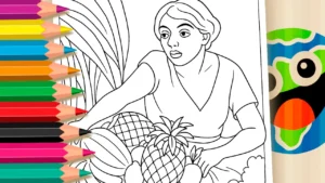 Desenho para colorir Desenho para Colorir: "Tropical" de Anita Malfatti - Arte Brasileira para Pintar!