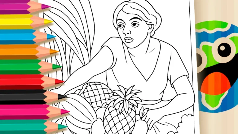 Desenho para colorir Desenho para Colorir: "Tropical" de Anita Malfatti - Arte Brasileira para Pintar!