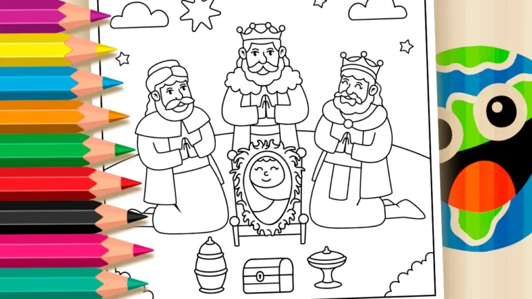 Desenho para colorir Desenho de Reis Magos para Colorir - Imprimir PDF Grátis ou Pintar Online!