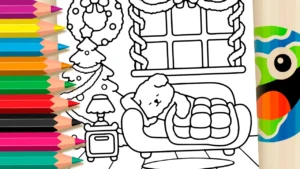 Desenho para colorir Desenho Kawaii de Cachorrinho de Natal para Colorir - Imprimir PDF Grátis ou Pintar Online!