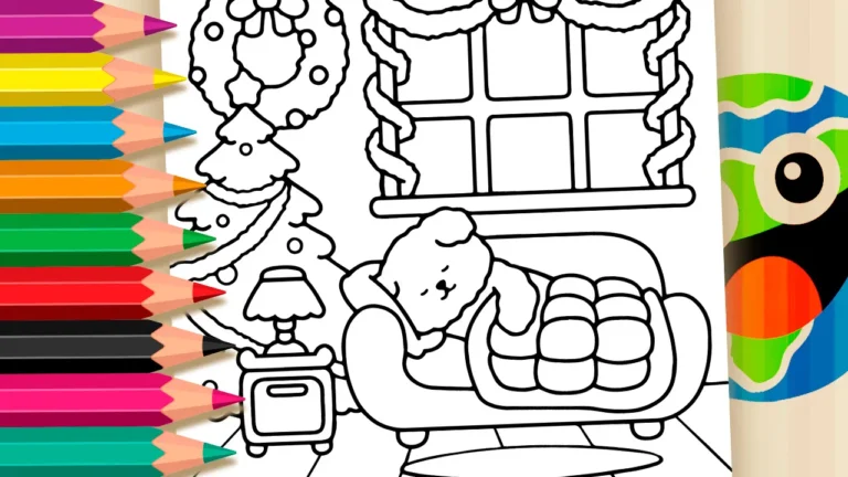 Desenho para colorir Desenho Kawaii de Cachorrinho de Natal para Colorir - Imprimir PDF Grátis ou Pintar Online!